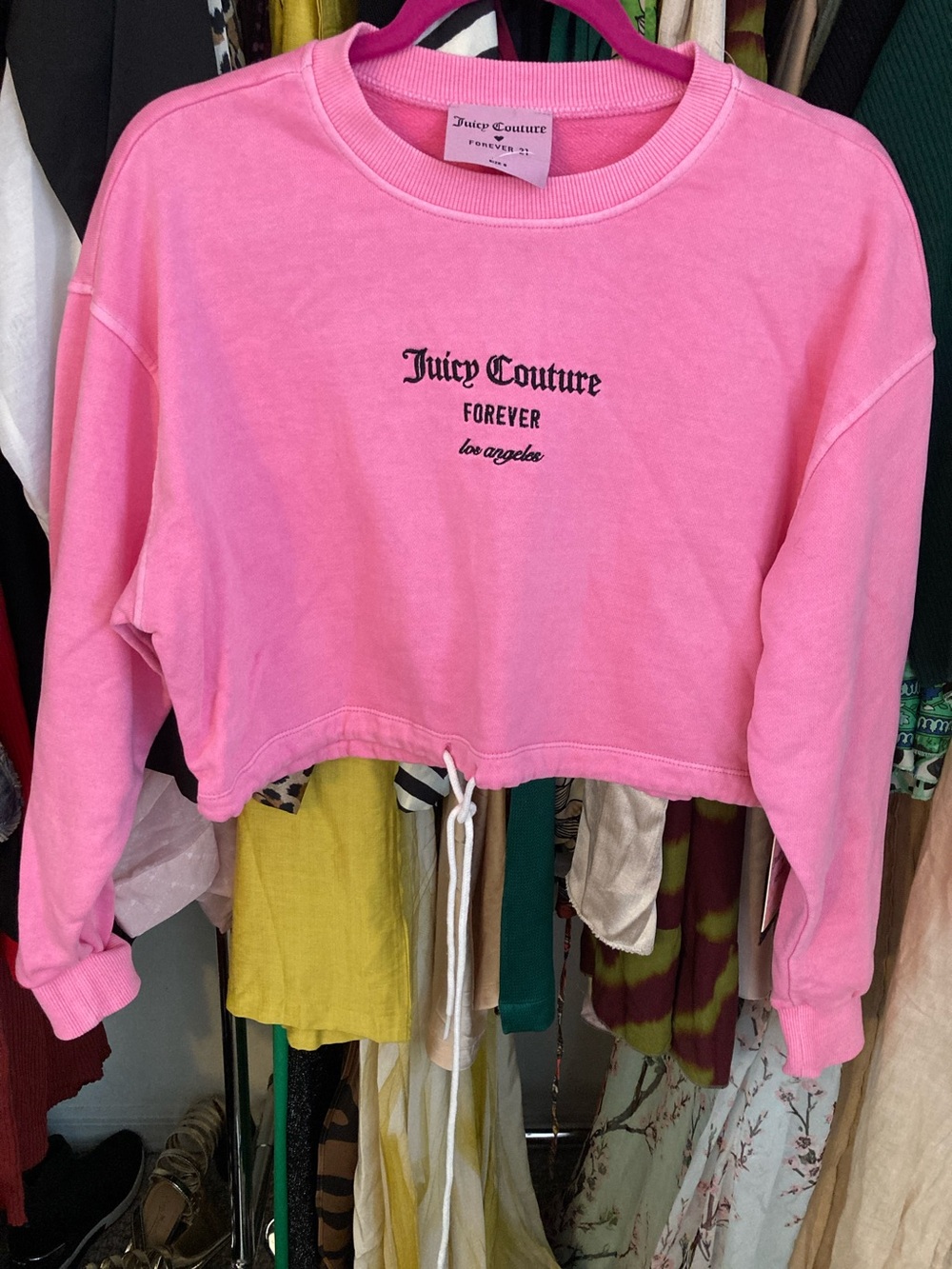 Juicy Couture Pink Cropped Crewneck Sweatshirt